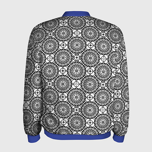 Мужской бомбер Черно белый кружевной узор / 3D-Синий – фото 2