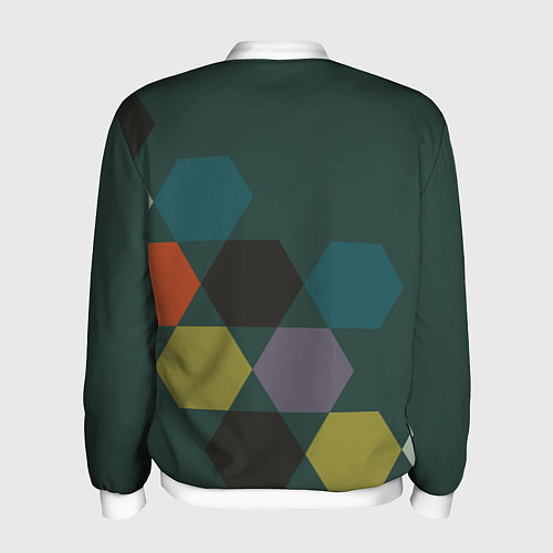 Мужской бомбер Кластер зеленая ночь / 3D-Белый – фото 2