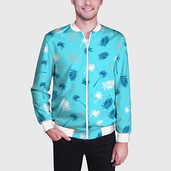 Бомбер мужской Текстура голубой гавайской рубашки, цвет: 3D-белый — фото 2
