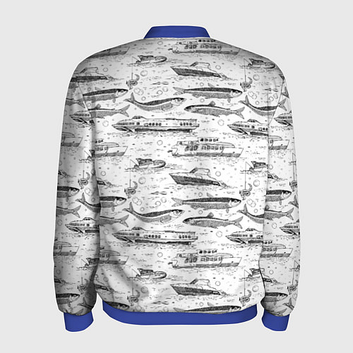 Мужской бомбер Корюшка и водный транспорт / 3D-Синий – фото 2