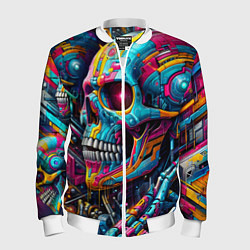 Бомбер мужской Cyber skull - pattern, цвет: 3D-белый