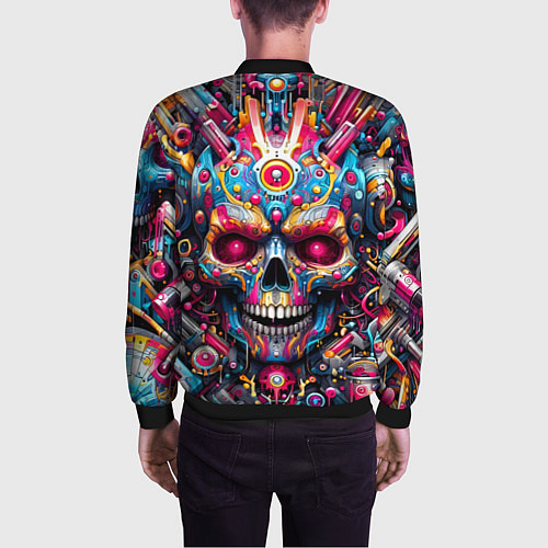Мужской бомбер Art cyber skull - ai art fantasy / 3D-Черный – фото 4