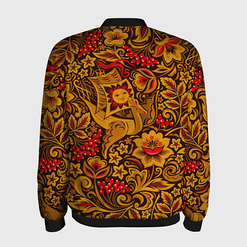Мужской бомбер Летучий корабль в стиле хохломской росписи / 3D-Черный – фото 2