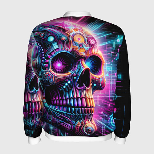 Мужской бомбер Neon cyber skull / 3D-Белый – фото 2