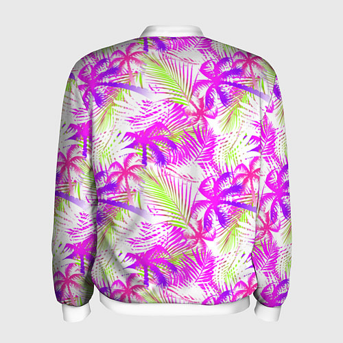 Мужской бомбер Palm tree pink / 3D-Белый – фото 2