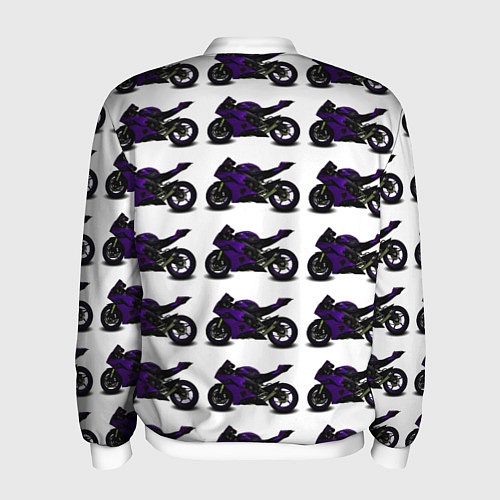 Мужской бомбер The motorcycle is dark purple / 3D-Белый – фото 2