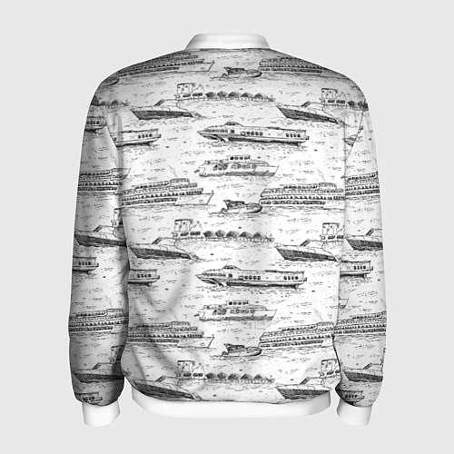 Мужской бомбер Корабли на Неве / 3D-Белый – фото 2