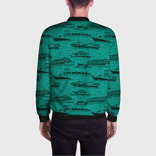 Мужской бомбер Корабли плывут по Неве / 3D-Черный – фото 4