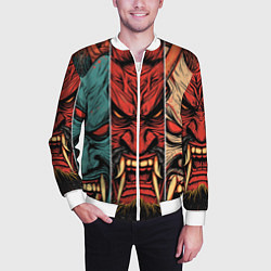 Бомбер мужской Demons Oni - neuroart, цвет: 3D-белый — фото 2