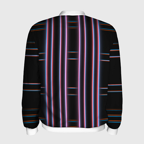 Мужской бомбер Neon red blue black / 3D-Белый – фото 2