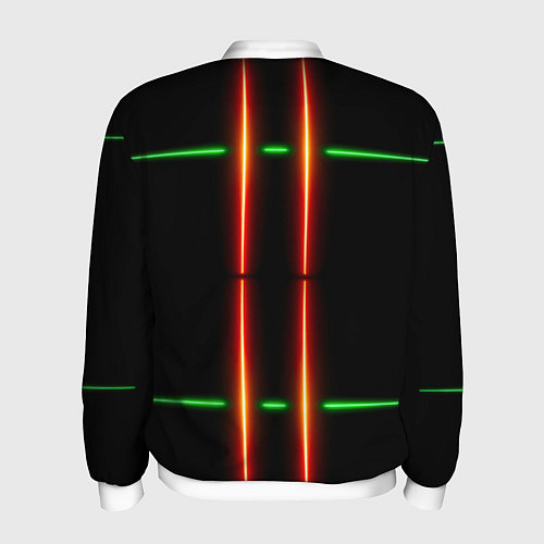 Мужской бомбер Neon green black red line / 3D-Белый – фото 2