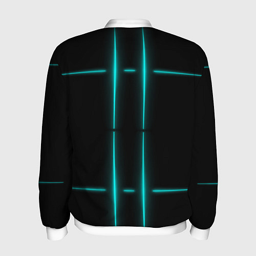 Мужской бомбер Neon black light blue line / 3D-Белый – фото 2