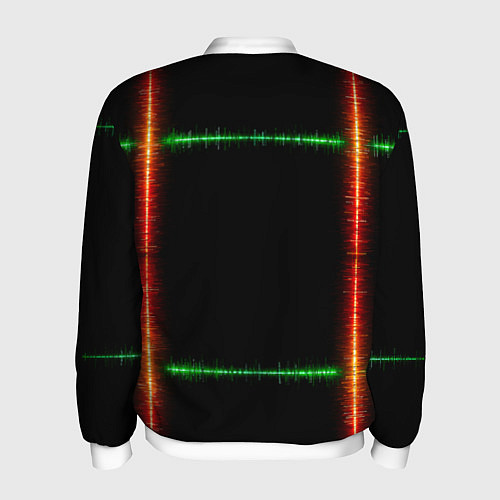 Мужской бомбер Color green orange lines / 3D-Белый – фото 2