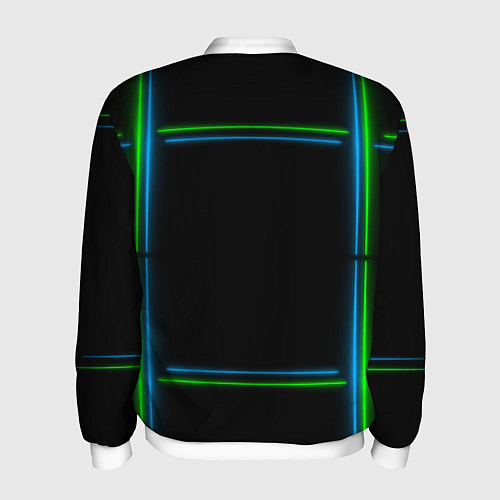 Мужской бомбер Neon green light blue / 3D-Белый – фото 2