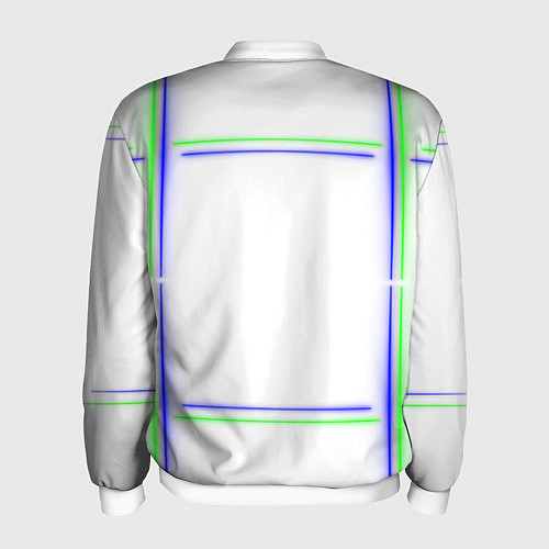 Мужской бомбер Neon white green light blue / 3D-Белый – фото 2