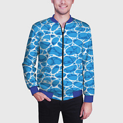 Бомбер мужской Волновая рябь на поверхности воды паттерн, цвет: 3D-синий — фото 2