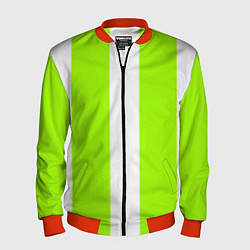 Бомбер мужской Color light green white stripes, цвет: 3D-красный