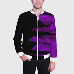 Бомбер мужской Color purple black stripes, цвет: 3D-белый — фото 2
