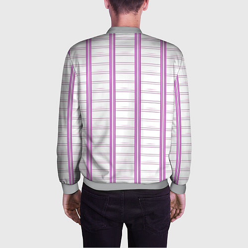 Мужской бомбер Color white cage pink line / 3D-Меланж – фото 4