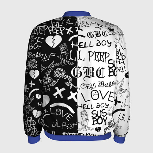 Мужской бомбер Doom x liil peep pattern black / 3D-Синий – фото 2