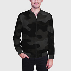 Бомбер мужской Черно-серая текстура камуфляжа, цвет: 3D-черный — фото 2