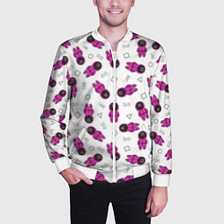 Бомбер мужской Персонажи корейского сериала игра в кальмара, цвет: 3D-белый — фото 2