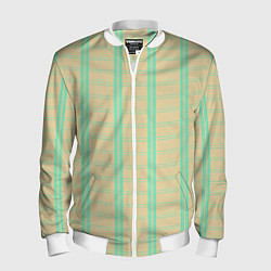 Мужской бомбер Color beige cage blue stripes