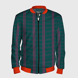 Бомбер мужской Color dark cage pink stripes, цвет: 3D-красный