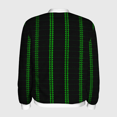 Мужской бомбер Color black cage green stripes / 3D-Белый – фото 2