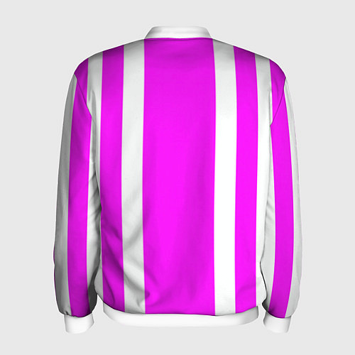 Мужской бомбер Color white pink stripes / 3D-Белый – фото 2