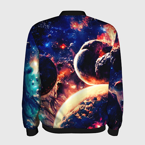 Мужской бомбер Фантастический космос планеты / 3D-Черный – фото 2