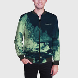 Бомбер мужской Dream on стилизованный скалистый берег, цвет: 3D-черный — фото 2