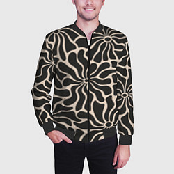 Бомбер мужской Цветы black pattern, цвет: 3D-черный — фото 2