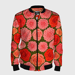 Бомбер мужской Цветочная поляна паттерн, цвет: 3D-черный