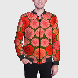 Бомбер мужской Цветочная поляна паттерн, цвет: 3D-черный — фото 2