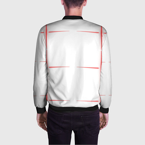 Мужской бомбер Color white red stripes / 3D-Черный – фото 4