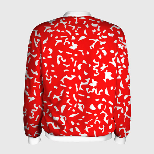 Мужской бомбер Красный яркий камуфляж / 3D-Белый – фото 2