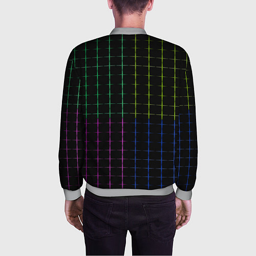 Мужской бомбер Color black multicolored stripes / 3D-Меланж – фото 4