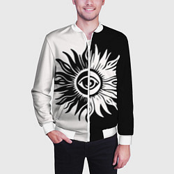 Бомбер мужской Солнце черно-белое, цвет: 3D-белый — фото 2