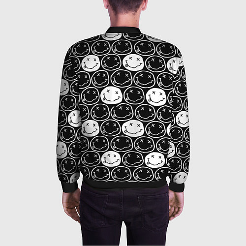 Мужской бомбер Doom x nirvana pattern / 3D-Черный – фото 4