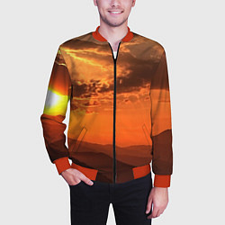 Бомбер мужской Закат на перевале актопрак, цвет: 3D-красный — фото 2