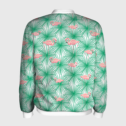 Мужской бомбер Фламинго и тропики / 3D-Белый – фото 2