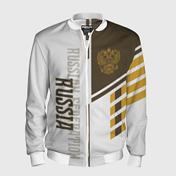 Бомбер мужской Герб России, цвет: 3D-белый