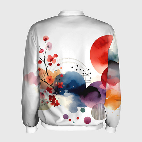 Мужской бомбер Абстрактный Японский паттерн и иероглиф любовь / 3D-Белый – фото 2