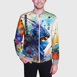 Бомбер мужской Японский ниндзя - акварельный набросок, цвет: 3D-меланж — фото 2