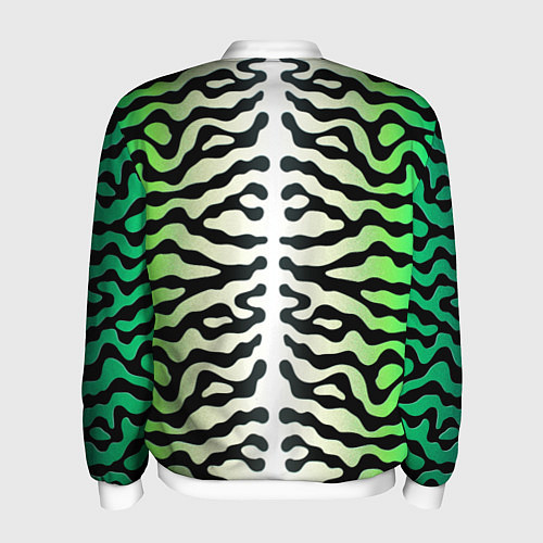 Мужской бомбер Скумбрия зеленая / 3D-Белый – фото 2