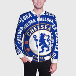 Бомбер мужской Челси надписи по кругу и логотип, цвет: 3D-белый — фото 2