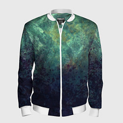 Бомбер мужской Абстракция - dark purple splashes on emerald color, цвет: 3D-белый