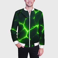 Бомбер мужской Кислотный зеленый разлом, цвет: 3D-белый — фото 2