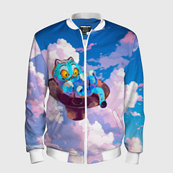 Бомбер мужской Tiger Derpy in the clouds, цвет: 3D-белый